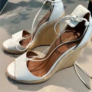 Aquazurra white tie up wedge sandals